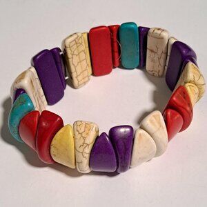 rainbow stone / beaded flex elastic bracelet